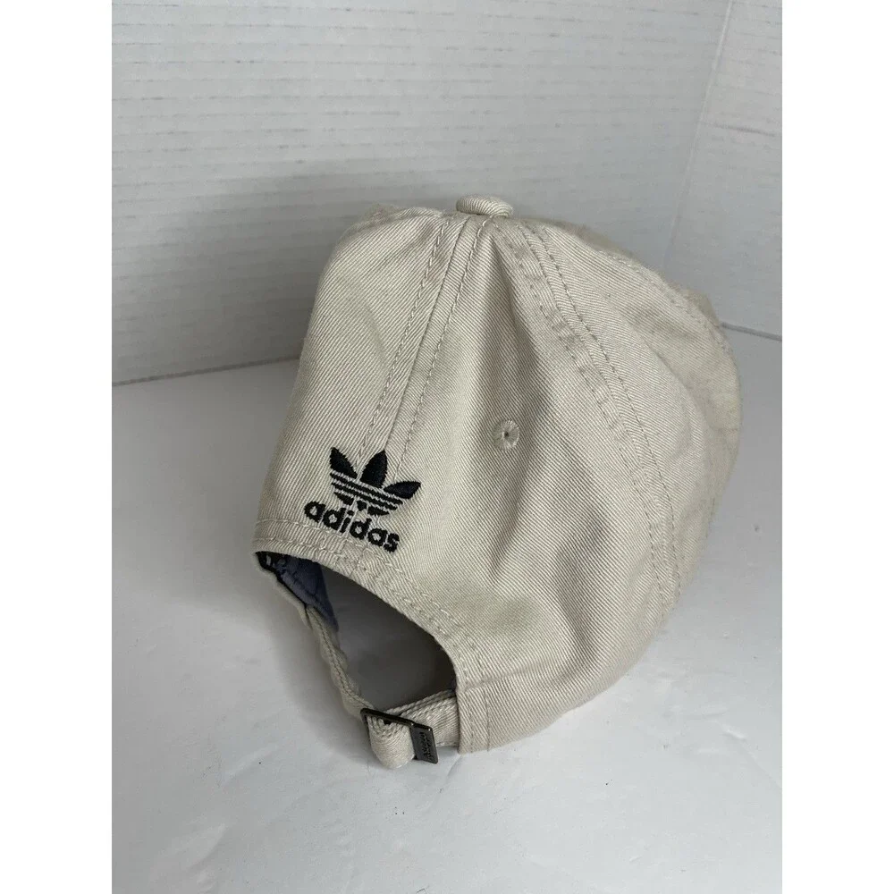 Adidas Sand Beige Cotton Adjustable Dad Hat Cap Embroidered Logo
